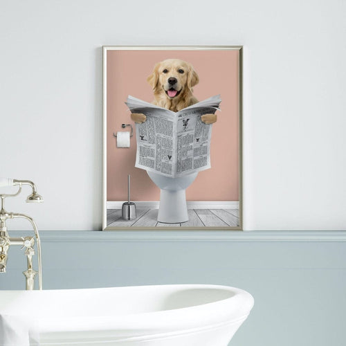 Crown and Paw - Canvas Restroom Pet Portrait - Custom Pet Art