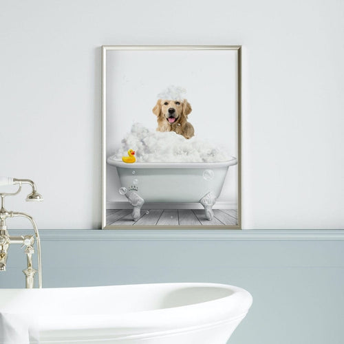Crown and Paw - Canvas Bath Tub Pet Portrait (One Pet) - Custom Pet Art