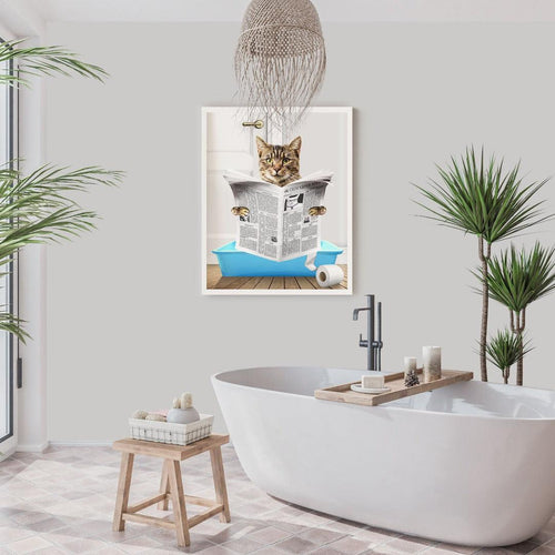Crown and Paw - Framed Poster Custom Cat in Litter Tray Portrait - Framed Poster