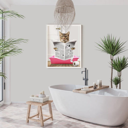 Crown and Paw - Framed Poster Custom Cat in Litter Tray Portrait - Framed Poster