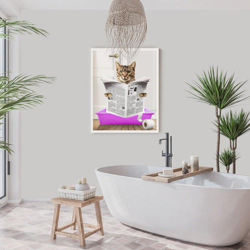 Crown and Paw - Framed Poster Custom Cat in Litter Tray Portrait - Framed Poster