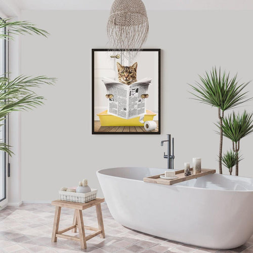 Crown and Paw - Framed Poster Custom Cat in Litter Tray Portrait - Framed Poster
