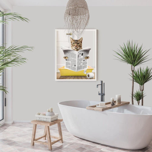 Crown and Paw - Framed Poster Custom Cat in Litter Tray Portrait - Framed Poster