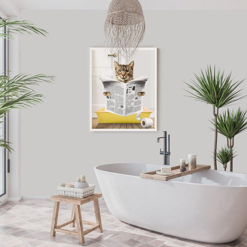 Crown and Paw - Framed Poster Custom Cat in Litter Tray Portrait - Framed Poster