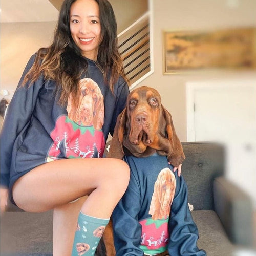 Crown and Paw - Custom Clothing Pet Face Christmas Sweatshirt