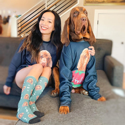 Crown and Paw - Custom Clothing Pet Face Christmas Sweatshirt