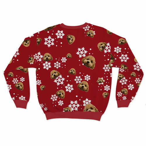 Crown and Paw - Custom Clothing Pet Face Pattern Christmas Sweatshirt