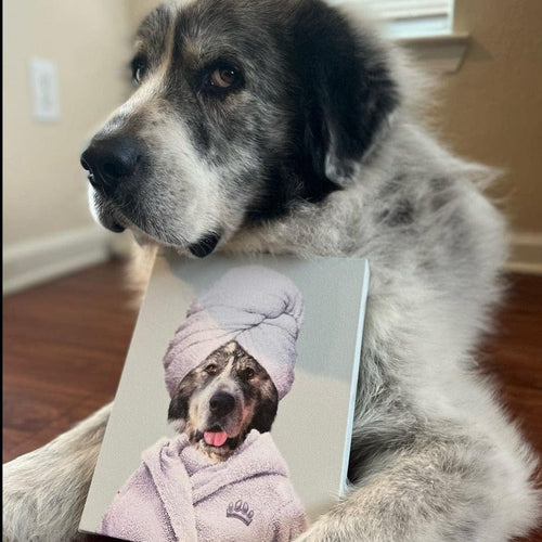 Crown and Paw - Canvas Spa Day Pet Portrait - Custom Pet Art