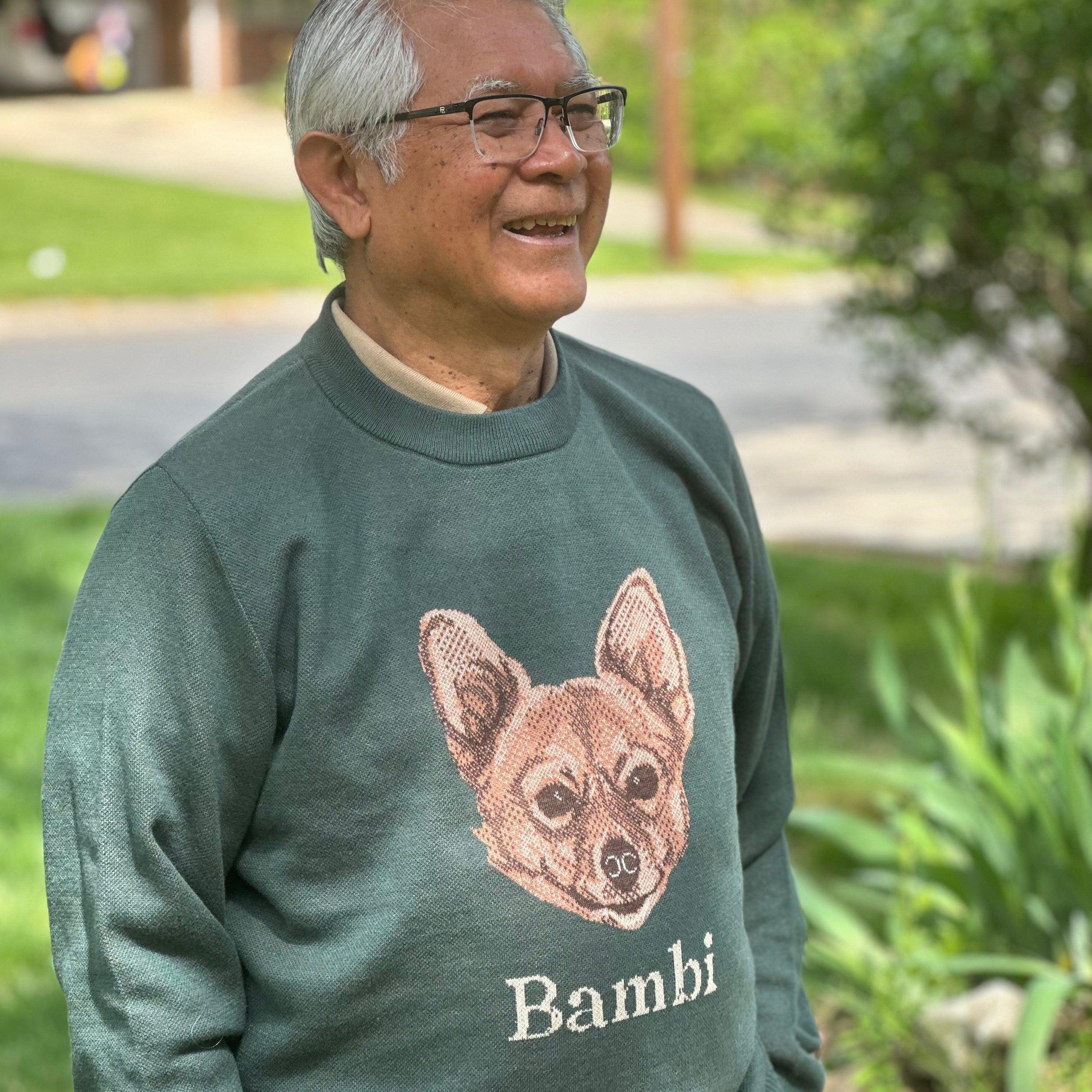 Crown and Paw - Knitwear Custom Knitted Dog Dad Text and Pet Face Sweater