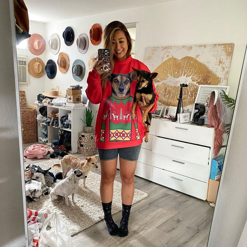 Crown and Paw - Custom Clothing Pet Face Christmas Sweatshirt