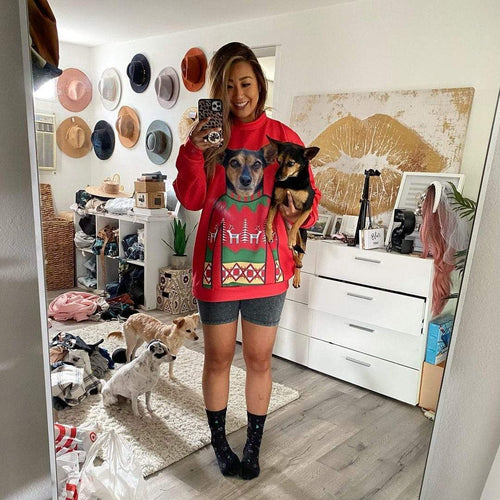 Crown and Paw - Custom Clothing Christmas Bundle Deal: Pet Face Sweatshirt and Socks (Save $30)