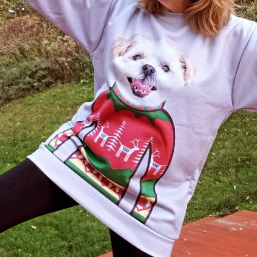 Crown and Paw - Custom Clothing Christmas Bundle Deal: Pet Face Sweatshirt and Socks (Save $30)