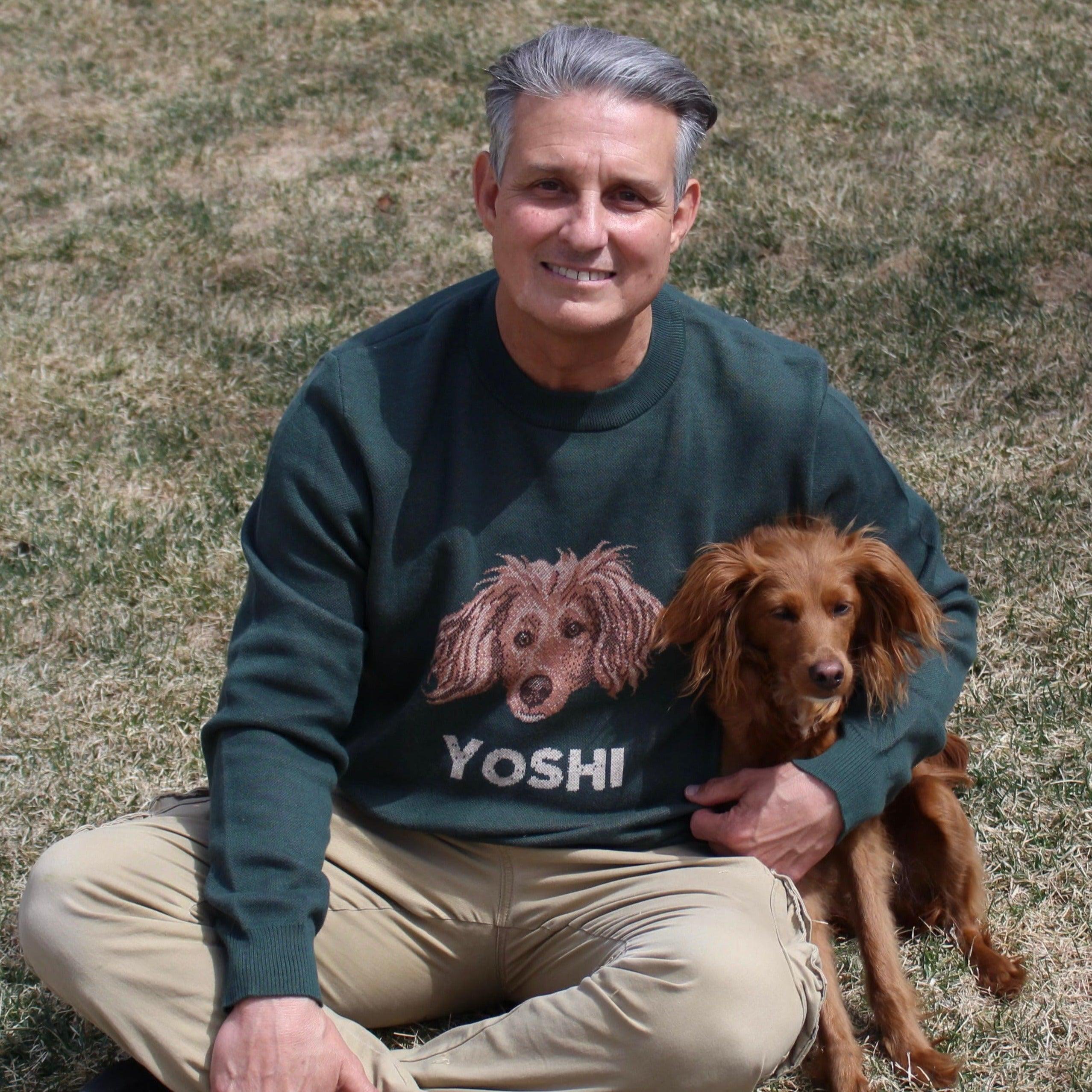 Crown and Paw - Knitwear Custom Knitted Dog Dad Text and Pet Face Sweater