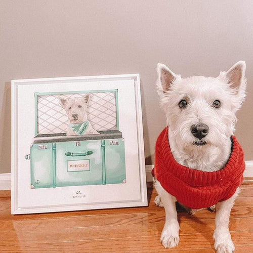 Crown and Paw - Baby Blue Luxury Trunk Pet Portrait